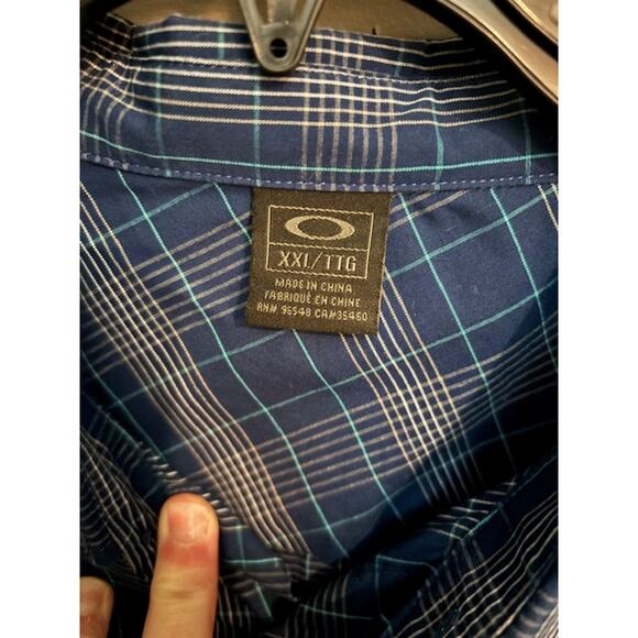 Oakley Blue Plaid Short Sleeve Button Down Shirt Mens 2XL XXL Western Casual - Picture 5 of 6